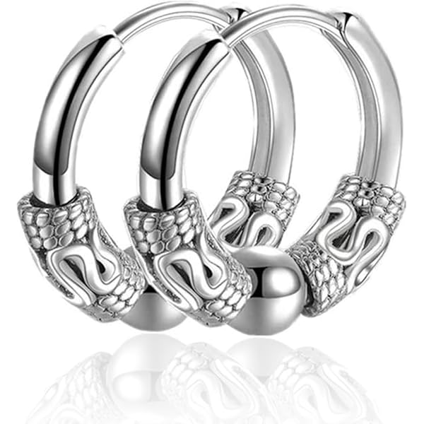 Orecchini A Cerchio Bali In Argento 925/000 - Diametro 12 Mm, Chiusura A Cerniera, Leggeri