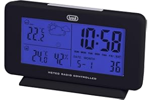 Trevi Stazione Meteo Radiocontrollata Esterno 3P08 RC-Estación meteorológica radiocontrolada con Sensor Exterior, Negro, 130x80x38mm