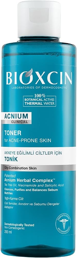 Bioxcin Acnium Sıkılaştırıcı Tonik – Akneye Eğilimli Karma ve Yağlı Ciltler İçin, Sebum Dengeleyici, Gözenek Sıkılaştırıcı, Bitkisel İçerikli – 200 ml