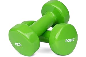 POWRX Manubri Pesi Vinile 0,5-10 kg - Dumbbells Ideali per Esercizi in casa e Palestra - Impugnatura Antiscivolo - Peso e Colore a Scelta + PDF Workout