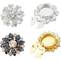 6 Stück Rheinstein Knopfabdeckungen Dekorative Abnehmbare Strass-Knopfabdeckungen Damen Silber Strass-Knöpfe Cover Clip Abdeckung Button Covers Clip für Hemd Geeignet zum Nähen Heimwerken(Silber