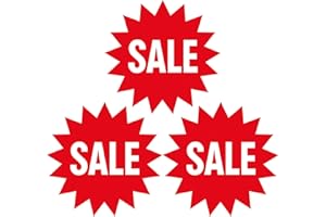 WALL4STICKERS Aufkleber-Set "Sale", 3 Stück, kräftiges rotes Starburst-Design, groß, 300 mm Größe, ideal für Schaufenster und Einzelhandel