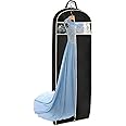 MISSLO 60" Suit Carriers for Women Garment Covers for Clothes Coat Dress Bag Storage Gusseted Long Hanging Suit Bag with Clear Window and Zipper Pocket (Black)