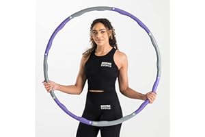 Core Balance Hula Hoop Aro para Fitness con Peso 1 Kg. Desmontable, Ajustable con Acolchado Anti Deslizante. 98cm de Diámetro. Fácil de Limpiar y Desmontar. Entrenamiento en casa y Fitness. 6 Colores.