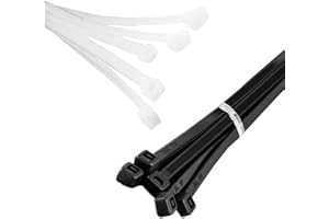 MutecPower Attaches Cables 1m/100cm Longueur Blanche & Noire Nylon 10-Pack, Usage Intensif, Soutien Une Charge jusqu'a 80kg - 8.8x1000mm