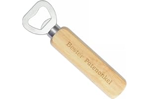 GEBETTER Flaschenöffner Bester Patenonkel Holzgriff Naturholz Bier ​Bieröffner Natur Kronkorkenöffner Holz Tragbare Kapselheber Geschenke Öffner Personalisierter für Männer Geburtstag Weihnachten