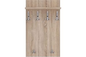 AKKE Maxi Appendiabiti Ingresso Moderno da Parete Muro Guardaroba 90cm x 60cm Sonoma/Chr.