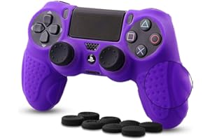 CHIN FAI for PS4 Controller Skin Case Cover with 8 Thumb Grips, Anti-slip Silicone Skin Grip Protector Cover Case For Sony PS4/ SLIM/PRO Controller (Purple)