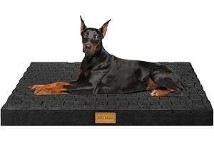 Jolibean Panier Chien XXL Orthopédique, Lit Matelas pour Chien avec Motif Damier, Lavable en Machine, Coussin Déhoussable, houssable Imperméable, Base antidérapante, 142x102cm, Noir