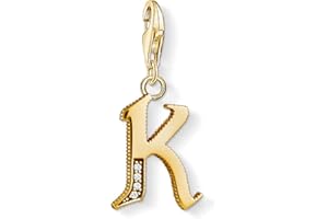 Thomas Sabo Women Charm Pendant Letter A-Z Charm Club 18k Yellow Gold Plating 925 Sterling Silver