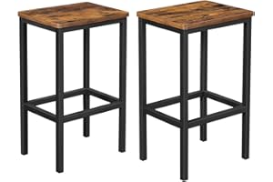 VASAGLE Lot de 2 Chaises de Bar, Tabourets Hauts, sièges, pour Cuisine, Salle à Manger, Salon, Style Industriel, Marron Rustique et Noir LBC65X