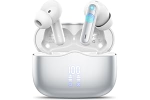 XINWLD Wireless Earbuds, Bluetooth 5.3 Headphones Wireless Earphones, In Ear buds Wireless Earbuds, 4 ENC Noise Cancelling Mic Wireless Headphones, IP7 Waterproof 40H Playtime, Mini Ultra Light, Silver Grey