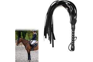 DOUKESH Látigo de Equitación Látigo de Caballo Látigo Ecuestre Herramienta Látigo de Cuero PU con Borlas Fusta Caballo Latigo Cuerode Cuero Artificial Suave para Diario Deportes Ecuestres Al Aire Libre