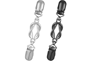 VIN BEAUTY 2 Stück Cardigan Clip, Strickjacken Clips, Cardigan Pullover Clip Vintage Strickjacke Clips für Kleidung Schwarz and Silber, Dekorative Kleiderklammern für Damen