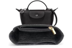 ZOLGINAH Organizer per borse Longchamp Le Pliage, organizer in feltro, con tasche multifunzionali, grande capacità, Grigio scuro Mini