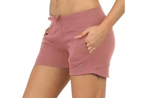 icyzone Short de Sports Femme Shorts de Course avec Ceinture Élastique et Poche, Pantalons Court pour Running Loisirs