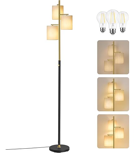 Tectake Staande Lamp Lunaris - Textielkap - Driepootsframe - Zwart