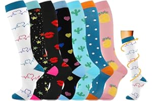 Losvcbcx 7 Pairs Compression Socks for Women & Men 15-20 mmHg is Best Athletic & Medical for Running Flight Travel Nurses