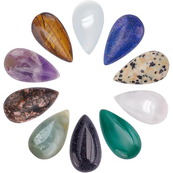 PandaHall 60 Ovale Edelsteen Cabochons - 15 Kleuren Agaat, Amethist & Rozenkwarts Voor Sieraden Maken