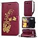 Produktbild Owbb Hülle für Samsung Galaxy Core 2 /Core 2 Duos (G355H, 4.5 zoll) Handyhülle PU Ledertasche Flip Cover Wallet Case mit Stand Function Innenschlitzen Design Bunte Bronzing Schmetterling Blume Wein Rot
