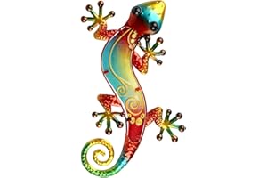 Dexlyn Metall Gecko Gartendeko,Wanddekoration Eidechse Skulptur Hängende 20×40cm Rot