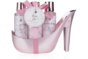 accentra MARBLE zestaw do kąpieli zestaw upominkowy w pięknych różowych pompkach, 4-częściowy zestaw do kąpieli zestaw kosmetyków zestaw do pielęgnacji zestaw pod prysznic