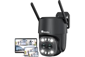 Ctronics Zoom Ibrido 6X Telecamera Wi-Fi Esterno con Doppio Obiettivo, Tracciamento Zoom Automatico Videocamera Sorveglianza, Rilevamento Umano, Visione Notturna a Colori, Audio Bidirezionale, IP66