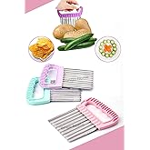 safestore 2-Piece Chips Potato Chopper Shaped Cutter Steel Potato Fruit And Vegetable Chopping Knife