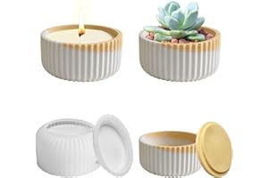 DZAY Moules en Silicone avec Couvercle Porte-Bougie Cylindrique, Moule à Bougie en Béton,3D Bougie Moule en Silicone DIY Ciment Bougeoir Forme Bougeoir Combinaison Créative Bougeoir Outils de Fabrication