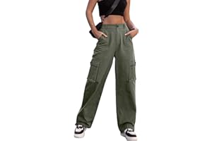 Dordanity Y2K Cargohose für Damen Baggy Hosen High Waist Wanderhose Baumwolle Arbeitshose mit Multi Taschen