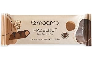 MAAMA, Barretta al Cacao con ripieno morbido alle nocciole - Snack nutriente, goloso, Biologico, Vegano e Senza Glutine - Confezione da 6 barrette da 25g ciascuna