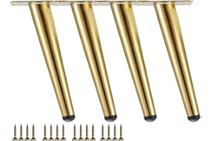 TempFoo Metal Furniture Legs 8 Inch, Gold Oblique Conical Matte Furniture Feet for Sofa Cabinet Coffee Table Chair Desk Cupboard Couch Bed Home DIY Projects Modern Minimalist Decor Style