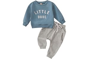 OBiQuzz Ropa de otoño para niños pequeños con estampado de cartas, sudaderas + pantalones, conjunto de chándal, ropa de consagración juvenil, traje para niños