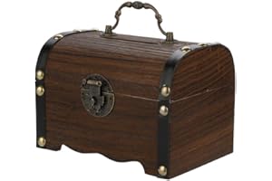 WINBST Coffre au trésor Coffre en Bois Boîte Pirate Coffret Cadeau Tirelire Tirelire Enfants