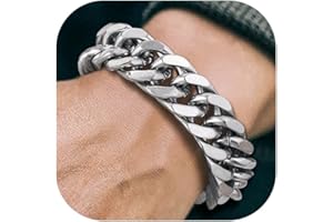 Richsteel Bracelet Homme Plaqué Or/Noir/Acier Inoxydable 19/21/23cm de Longueur - Chaîne Gourmaette Maille Grosse 8/12/17mm de Largeur, Cadeau Bijoux Punk pour Homme Garçon