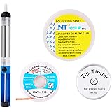 Desoldering Pump, Desoldering Wick, Soldering Thinning, 4 Piece Solder Cleaning Kit, Soldering Remover Tool Kit, DIY Kit for 