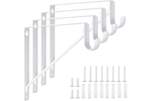 APACALI Holdware Paquete de 4 soportes resistentes para barra de armario de 11 x 10.2 x 1 pulgadas, ganchos de soporte para estante de barra de armario, estantes montados en la pared y soportes de barra con