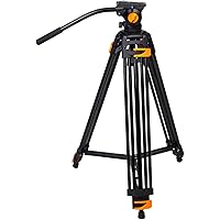 DIGITEK® (DPTR 605 VD) 183cm Heavy Duty Tripod with 2 Way Pan Head & Bubble Head, 6 Feet Max Height, 20kg Max Load, Rubberize