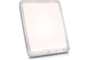 ‎CSL-COMPUTER CSL - Tageslichtlampe 10000 Lux dimmbar – LED Lichttherapie – Tageslichtleuchte mit LED Technologie – simuliertes Tageslicht für den Schreibtisch – 5 Helligkeitsstufen - 3 Lichttemperaturen - Timer