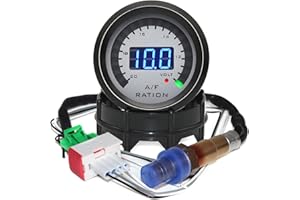 PIOUSUNT 52MM Digital Air Fuel Ratio Gauge Rennauto Blaue LED mit Schmalband O2 Sauerstoff Sensor für 12V Auto