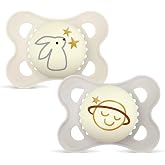 MAM Original Baby Pacifier 2-6 Months, Neutral Matt, Night, 2 pcs | Glow in the Dark with Symmetrical, Flat and Flexible Skin