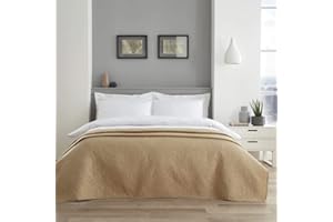 Artistic Fashionista* New Easy Care Super Soft Lightweight PINSONIC Quilted Bedspread Sofa Throw Double Bed Size 150x200cm (Natural)
