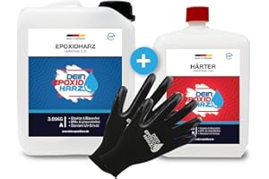 LONGFAIR Resina Epossidica Transparente 4,5kg Bicomponente A+B | Transparente Effetto Acqua per creazioni trasparente | Resina per gioielli + Guanti di protezione, comprese le istruzioni italiane