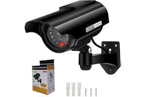 AlfaView Fake Dummy Imitation CCTV Security Camera, Fake Solar Powered Surveillance Camera with Flashing LED Light Bullet Shape, Dummy CCTV Camera Outdoor Indoor Use for Homes & Business
