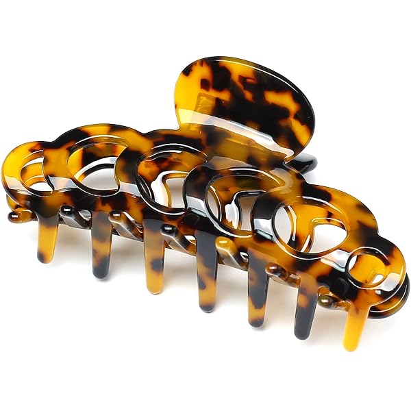 Mollettone Per Capelli Grande In Acetato - Clip Artiglio Donna Gialla 9.8cm - Foto 4