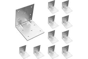 OMIDEAS 10 x Staffe Angolari ( 80 x 80 x 80 ) Squadretta giunzione, Piastra Staffa angolare a 90 gradi, Connettore di fissaggio per mobili in legno, zincato argento
