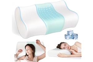 JINXIA Kühlendes Memory-Schaum-Kissen, Ergonomisches Orthopädisches Konturkissen zur Nackenunterstützung, Nackenkissen für Seiten-/Rücken-/Bauchschläfer