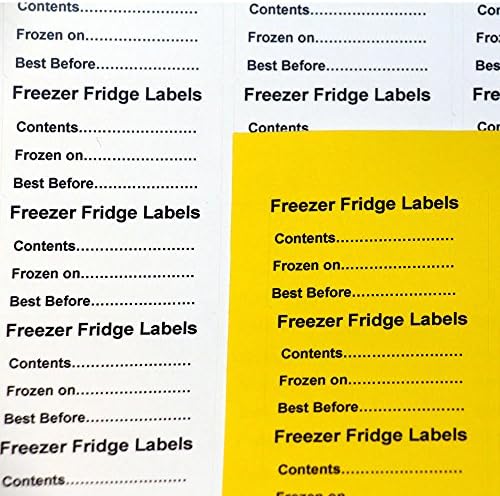 Printed Food Freezer Labels Hi Tac Stickers for Meat, Fish, Vegetables, Fruit (Yellow)