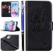Produktbild EUWLY Lederhülle für [Samsung Galaxy S6 Edge], Samsung Galaxy S6 Edge Schmetterling Flip Wallet Brieftasche Hülle Lanyard/Strap Ledertasche, Schön Mädchen Butterfly Blumen Muster Leder Bookstyle Handyhülle Tasche Handytasche Lederhülle Ledercase Handyhülle Magnetverschluss Hülle Ledertasche Klapphülle Handyhülle Kartenfächer Standfunktion für Samsung Galaxy S6 Edge + Blau Eingabestift-Schmetterling,schwarz