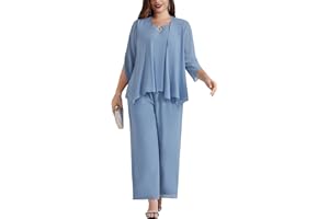 Hanna Nikole Tailleur Pantalon pour M Re De La Mari E Ensemble 3 Pi Ces en Mousseline De Soie Grande Taille avec Couches Volants Robe D Invit De Mariage
